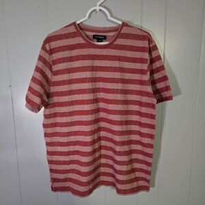 Treasure & Bond Mens Large Red Beige Striped Short Sleeve‎ Cotton T-Shirt Tee